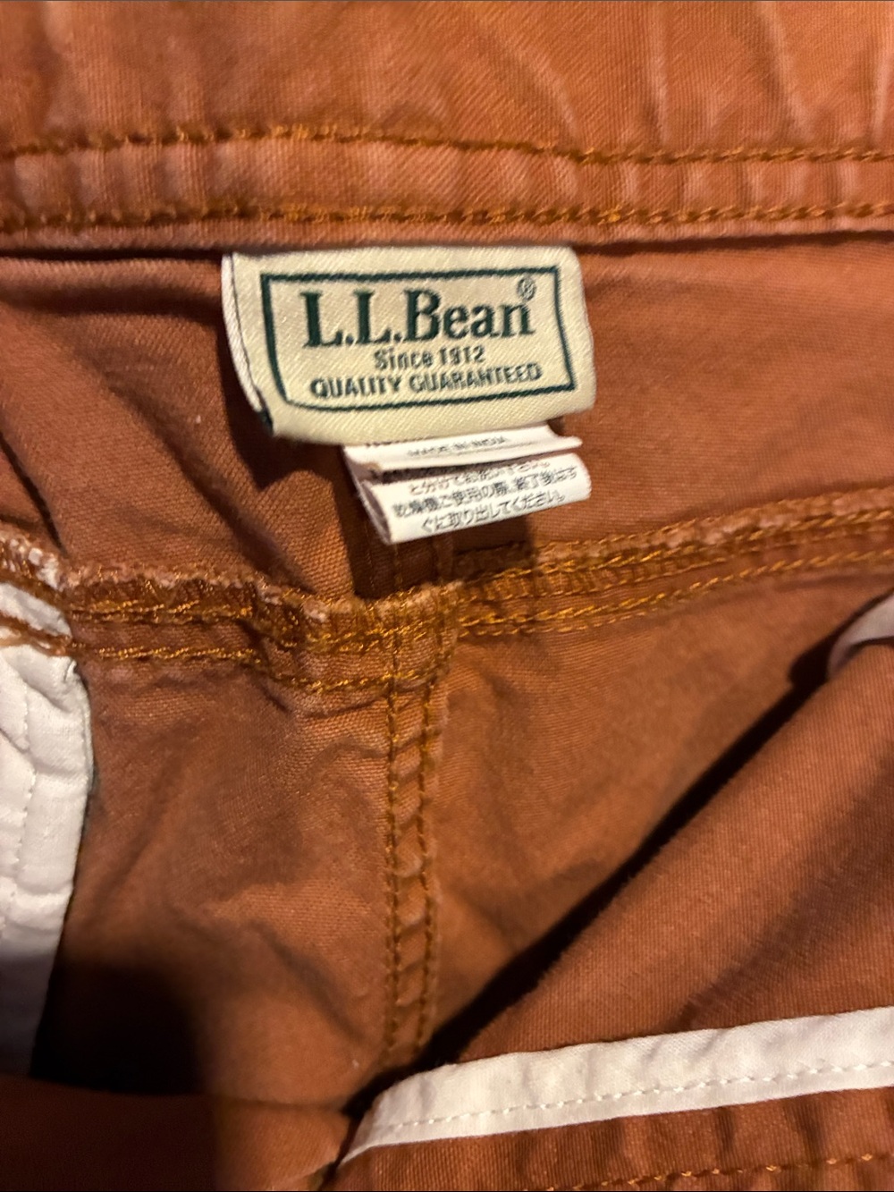 L.L. Bean Men's Rust-Orange Flat Front Shorts - Picture 4 of 4